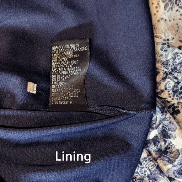 Bellissima Navy and White Floral lace lined dress Size 14 - Picture 5 of 5